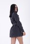 Belted and Snap Fastened Long Sleeve Shirt Collar Women's Comfortable Denim Dress Snow Wash Anthracite Four Seasons - 4