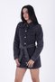 Belted and Snap Fastened Long Sleeve Shirt Collar Women's Comfortable Denim Dress Snow Wash Anthracite Four Seasons