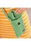 Green Hand Tasseled Cell Phone Bag - Green Hand-Knitted Mini Crossbody Bag - 4