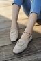 Women's Buckle Detailed Ballerina Beige Light Comfortable Sole Casual Shoes - 3