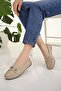 Women's Ballet Flats Beige Chain Buckled Lightweight Comfortable Sole Stylish Daily Shoes