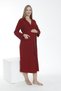 Long Maternity and Postpartum Wrinkled Fabric Dressing Gown with Collar and Sleeve Ribbon Detail - 2