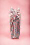 New Season - Pink Turquoise Geometric Patterned Satin Women's Beach Dress - 2