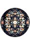 Mira Round Multicolored Flower Detailed Woven Base on Black Background Modern Decorative Carpet 5709