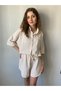 Shirt Shorts Double Linen Set Beige - 5