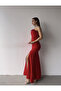 Red Strapless Feather Detailed Slit Dress - 6