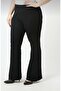 Black Large Size Flare Leg Steel Knitted Fabric Gathering Flexible Leggings Trousers