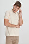 Men's Beige-Ecru Slim Fit Slim Fit 100% Cotton Polo Neck T-Shirt - 3