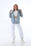 Women's Blue Pocketed Tasseled Colorful Ethnic Seasonal Buttoned Long Denim Jacket A36-083 - 7