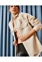 Women's Beige Boyfriend Oversize Distressed Denim Jeans Denim Jacket - 4