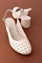 Genuine Leather Laser Cut Stylish Heeled Shoes şhn.882 - 6
