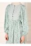 Viscose Hijab Dress - Natural Fabric, Brit Button Detail, Cagla Flower- Refka - 4