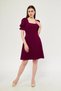 Women's Watermelon Sleeve Pleated Dress - Burgundy - 2