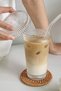 2 Pieces 400ml Origami Style Glass Cup with Glass Lid and Straw ¦ Coffee and Presentation Glass