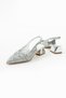 London Glass Crumb Detail Open Back Heeled Shoes