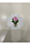 6 Pieces Canvas Flower Bouquet Patterned Embroidered Coffee Side Cocktail Napkin & Coaster - 2