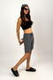 Women's Elastic Waist Wide Leg Oversize Wrinkled Fabric Shorts Smoked - 4