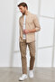 Men's Beige Slim Fit Slim Fit Side Pocket Cotton Flexible Dobby Trousers - 3