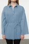 Mavi Oversize Bağlamalı Denim Gömlek TWOAW25GO00082 - 4
