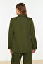 Khaki Regular Lined Double Breasted Closure Woven Blazer Jacket Twoss21Ce0137 - 5
