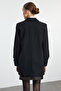 Black Oversize Lined Woven Blazer Jacket Twoss23Bc00067 - 7