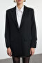 Black Oversize Lined Woven Blazer Jacket Twoss23Bc00067 - 6