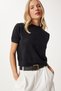 Women's Black Short Sleeve Soft Knitwear Blouse Fn03318 - 2