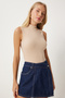 Women's Cream Turtleneck Cotton Knitted Blouse GT00004 - 2