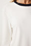 Women's White Contrast Color Collared Cotton Knitted Basic Blouse Nj00157 - 4