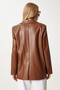 Tan Women's Oversize Faux Leather Blazer - Fn03319 - 5