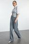 Gray Pleated Wide Leg/Relaxed Cut Trousers TWOSS24PL00038 - 2
