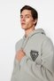 Gray Hooded Oversize/Wide Cut College Printed Cotton Fleece Inside Sweatshirt Tmnaw24Sw00063