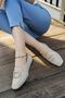 Women's Buckle Detailed Ballerina Beige Light Comfortable Sole Casual Shoes