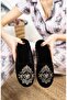 Black Tile Women's Indoor Slippers Winter Indoor Soft Comfortable Slippers Embroidered Birth Dowry Guest Slippers - 4