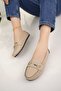 Women's Ballet Flats Beige Chain Buckled Lightweight Comfortable Sole Stylish Daily Shoes - 3