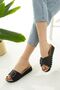 Women's Black Wedge Heel Slipper Daily Slipper Comfortable Lightweight Stylish Young Mother Slipper - 2