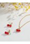 Cherry Gold Color Necklace and Earring Set - 4