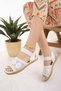 Women's Straw Sandals White Mesh Lace Knitwear Embroidery Embroidered New Season Summer Beach Holiday Sandals