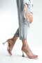 Beige Transparent Banded Champagne Heeled Slippers - 3