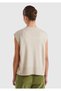 Women's Beige Wool and Viscose Blend Crew Neck Sleeveless Sweater - 3