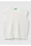 Women's Cream Wool and Viscose Blend Crew Neck Sleeveless Sweater - 2