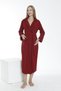 Long Maternity and Postpartum Wrinkled Fabric Dressing Gown with Collar and Sleeve Ribbon Detail