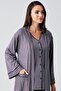 Buttoned Long Sleeve Stretchy Viscous Maternity Dressing Gown Sleepwear Set 15307 - 3