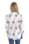 Women's Floral Navy Blue Folded Sleeve Linen Shirt with Buttons - 4