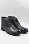 Men's Genuine Leather Cold-Resistant Fur-Trimmed Non-Slip Sole Laced Black Casual Boots - 5