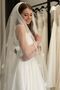 Floral Veil 2 Meters Scalloped Off White Floral Veil with Pearls - 7