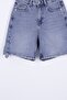 Double Layered Regular Waisted with Pockets and Unlined Mom Fit Women's Jeans Shorts Snow Wash Blue Denim - 5