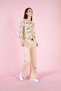 Women's Cotton Combed Cotton Trouser Suit Summer Pocket Half Sleeve 23066 Beige - 2