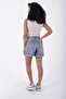Double Layered Regular Waisted with Pockets and Unlined Mom Fit Women's Jeans Shorts Snow Wash Blue Denim - 2