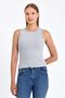 Women's Halter Neck Strap Sleeveless Ribbed Gray Basic Crop Tank Top